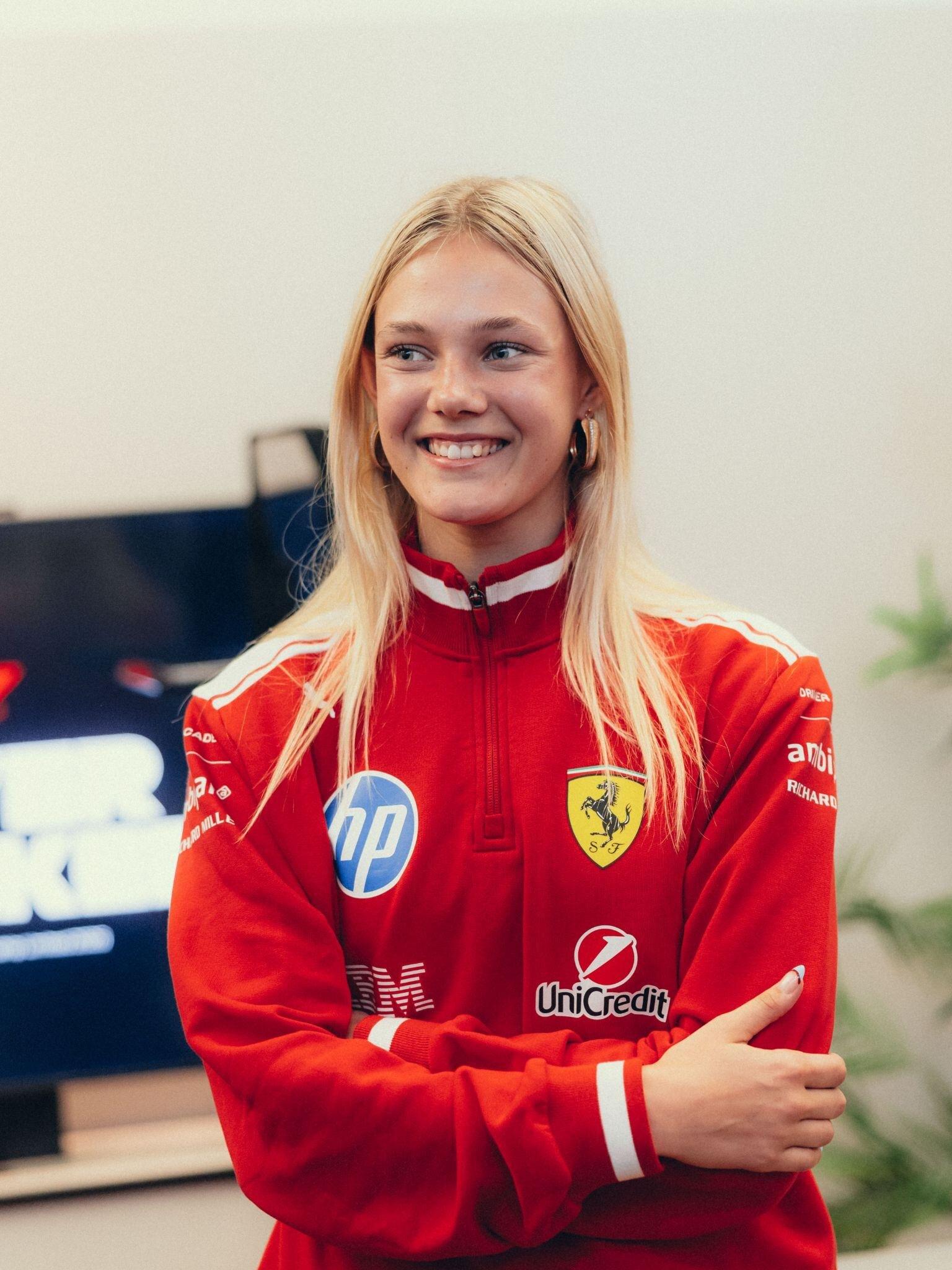 Alba Larsen in Scuderia Ferrari HP colours