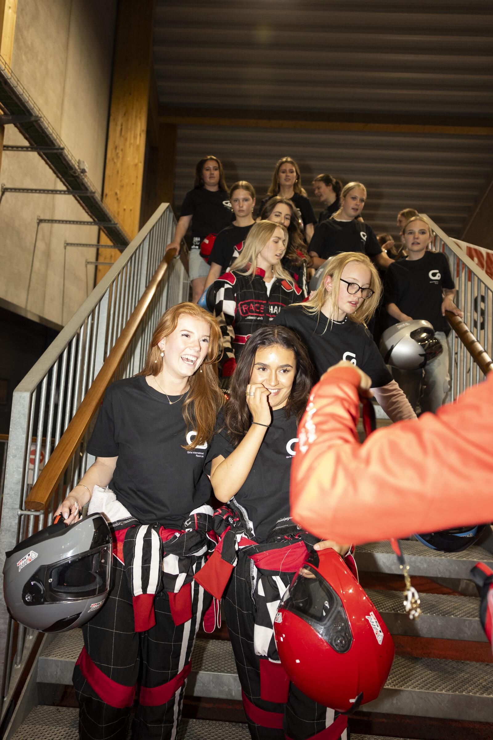 Girls in helmets