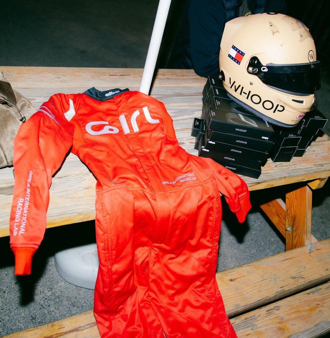 G.I.R.L. racing suit and helmet